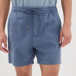 RAILS ARCHER WASHED BLUE COTTON LINEN BLEND DRAWSTRING 6” SIZE LARGE (35-38)